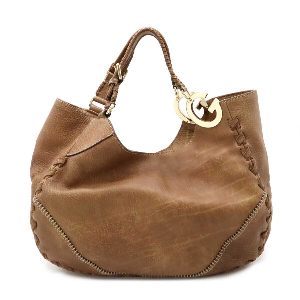 Gucci Charlotte Tote Bag Shoulder Hobo Leather Brown